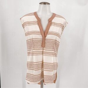 Anthropologie Postmark Pink & White Patterned Sleeveless Tank Top